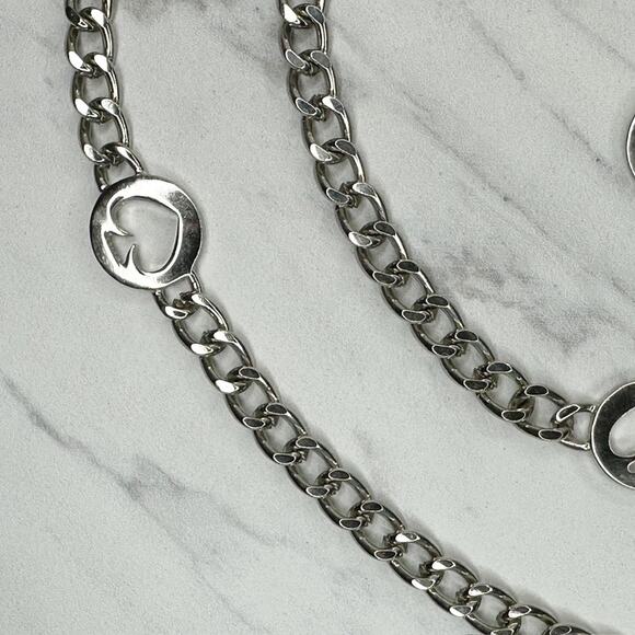 Kate Spade Silver Tone Curb Chain Spade Logo Charm Station Belt One Size (OS) ✨ main image 10
